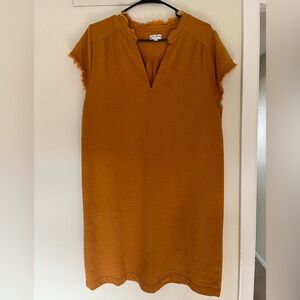 Burnt Orange V-Neck Dress